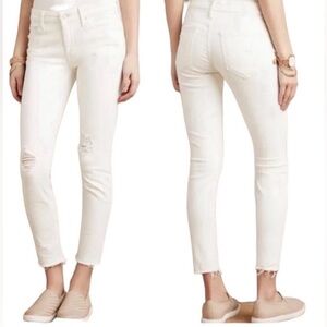 #708 Mother denim looker ankle gray tea & biscuit white size 27